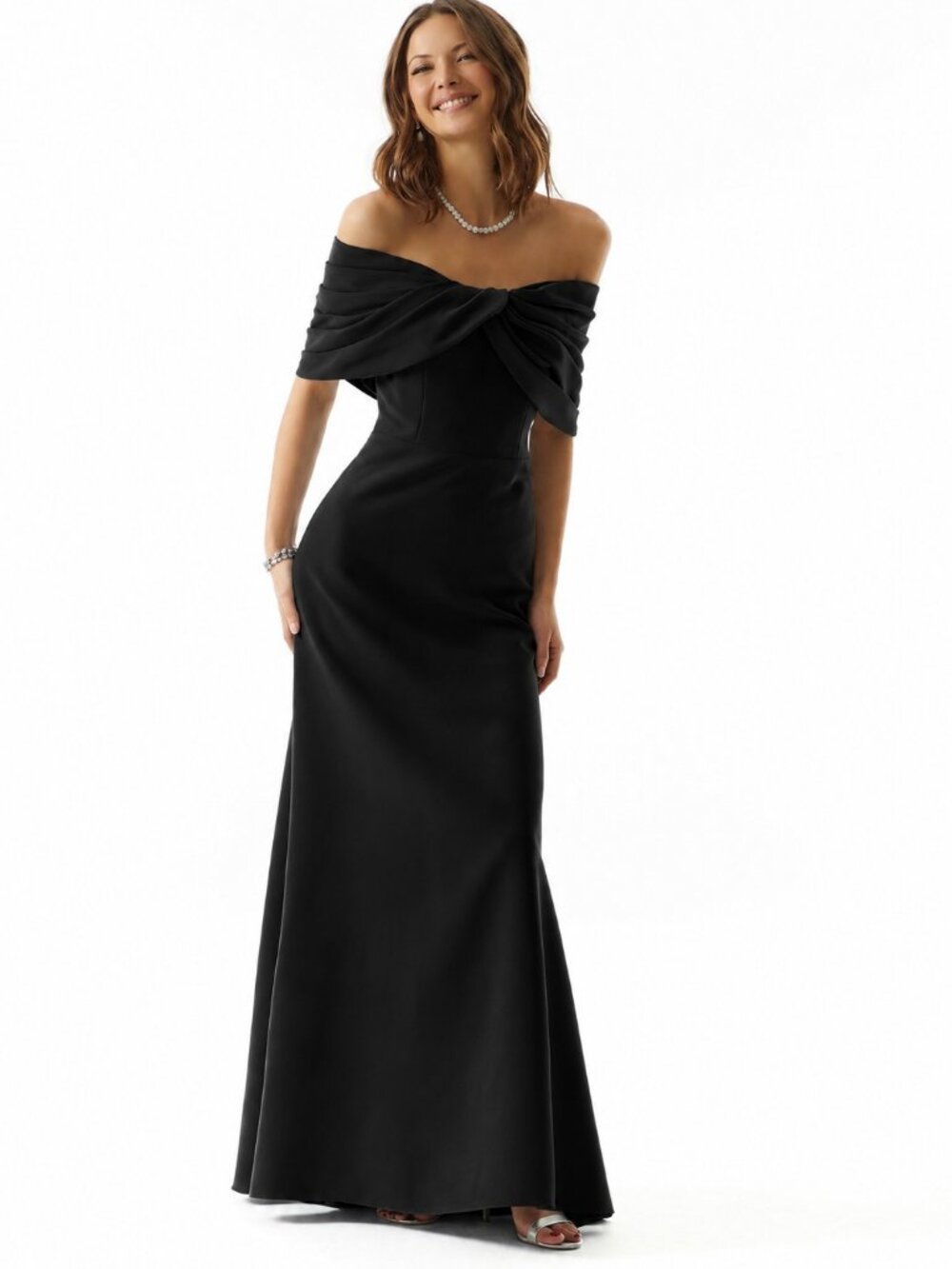 Black Off The Shoulder Evening/Mother of the Bride Gown MGNY 73027